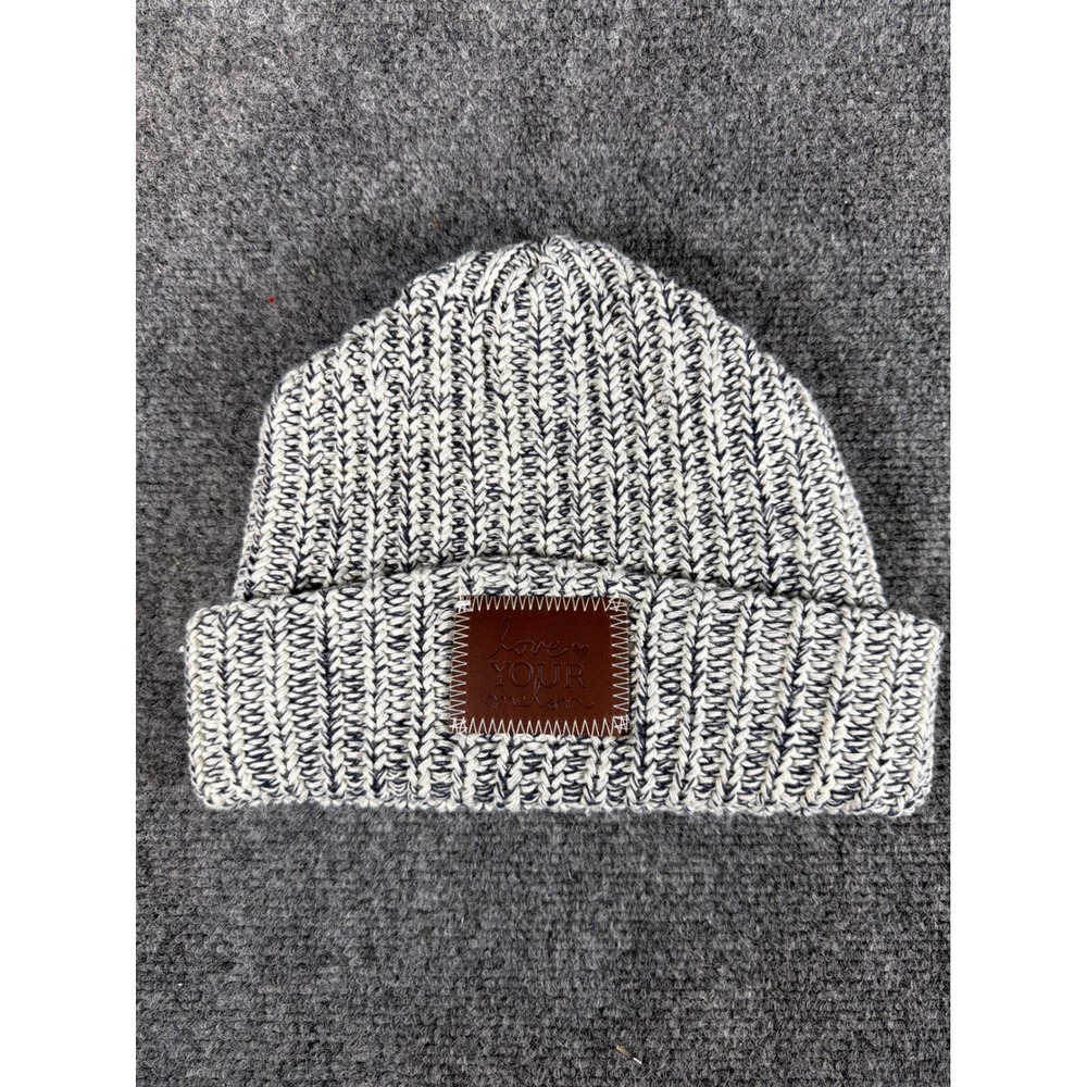 Love Your Melon Kids Navy White Marled Knit Beanie Hat Cotton USA Made